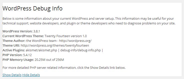 debug info