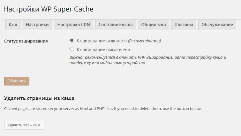 плагин кэширования