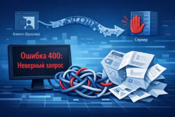 Запутанный запрос-ошибка 400 в виде узла кабелей на фоне схемы клиент-серверного взаимодействия