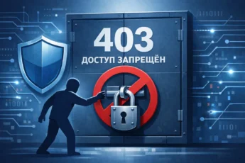 Доступ запрещён: пользователь перед закрытой дверью с кодом 403.