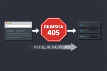 Знак STOP с кодом 405 «Метод не разрешён» между браузером и сервером.